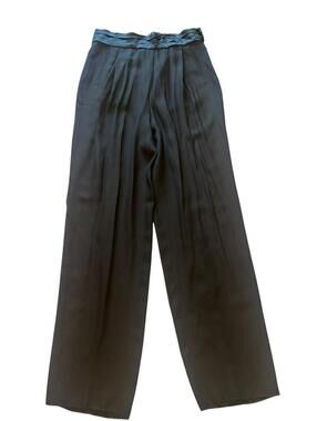 Vintage Louis Féraud Black Satin Wide Leg Trousers